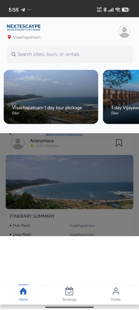 Experience discovery screen